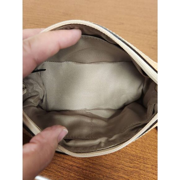 COACH Vintage Stripe canvas and leather trim Makeup Bag with 2 charms (PF) - Picture 11 of 11